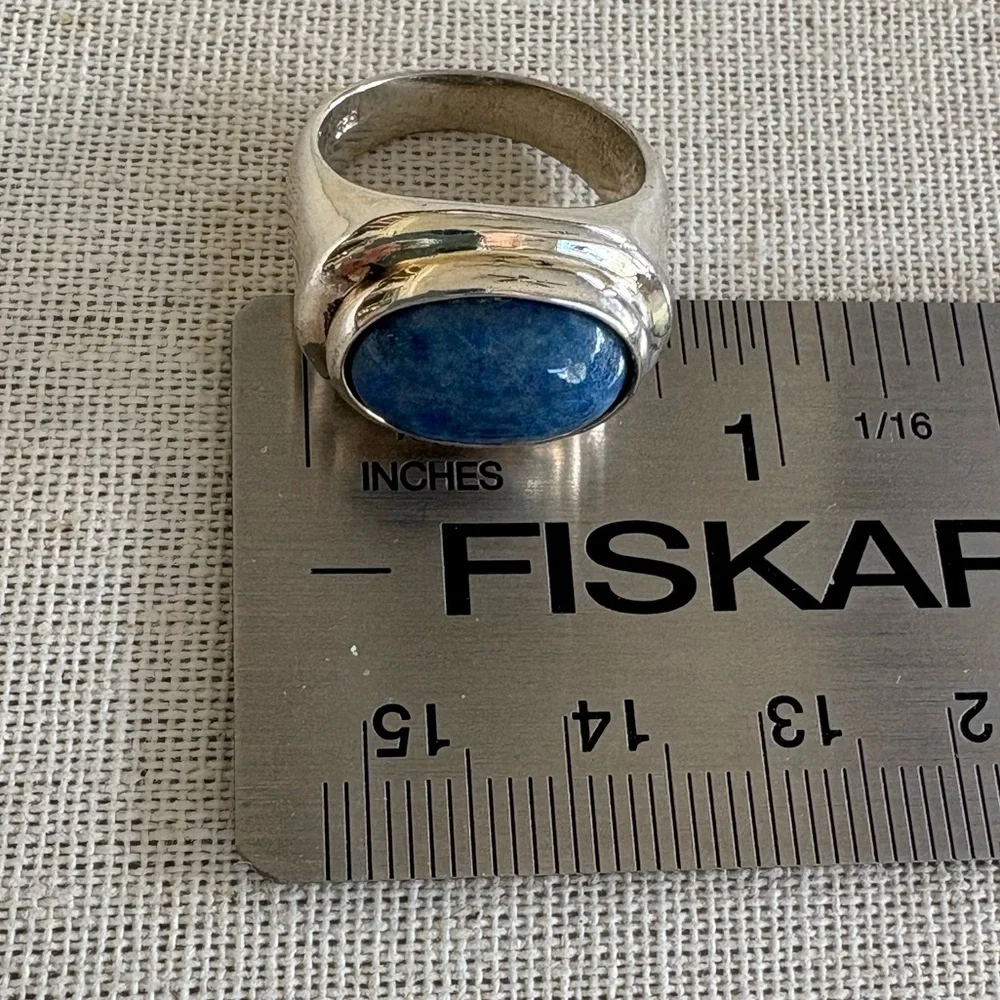 Sterling Silver & Denim Lapis Cabochon Ring - Picture 11 of 12